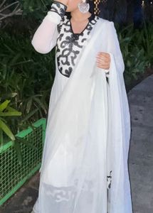 Elegant White anarkali with dupatta