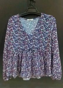 Floral V Neck Top Size - Small
