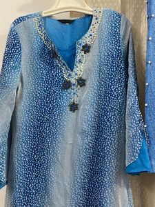 Stylish Blue Kurta with Pants Set