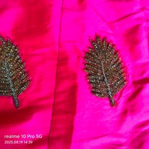 New Pink Embroidered  Kurta With Skirt