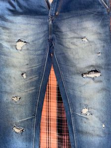 Washed Blue Ripped Slim-Fit Jeans – Rugged Street