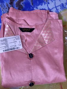 Pink Golden Kurta Pent Set