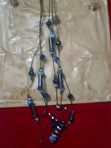 Blue Beaded Layered Necklace