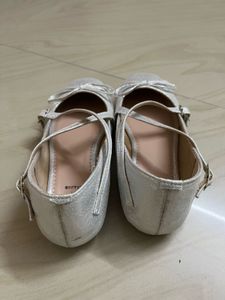 Silver Ballet Flats with Bow