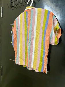 Lifestyle Multicoloured Shirt style crop top