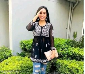 Black Georgette Short Kurti