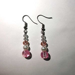 Handmade Beaded Earrings - Pink