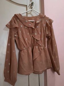 Ruffled Polka Dot Top(M)