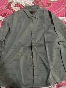 Olive 'Nice' Print Shirt