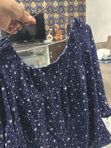 Starry Night Blue Girlish Top