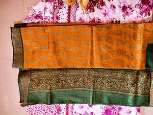 yellow saree with blouse piece fall and pica already done