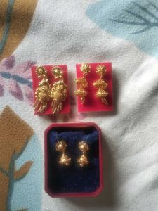 Gold Tone Jhumka Earring Set