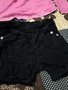Pink Top And Black Shorts