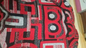 Red Patterned Button-Down Long Sweater coat