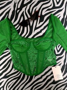 SheinBAE Green Corset Top