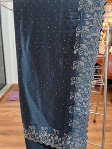 Elegant Navy Blue Embellished Saree