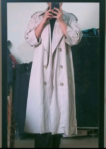 Koran Style Off-white Trench Overcoat