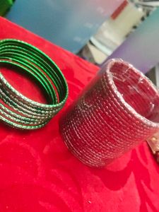 Bangles - Green and Maroon Pack Of 2