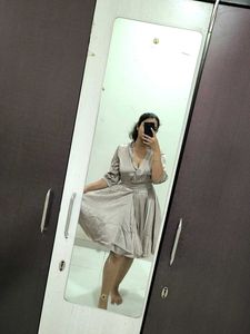 Elegant Satin-Mini Flared Dress