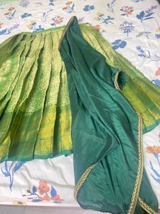 Green silk lehenga with Blouse and dupatta