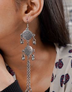 Boho Silver Drop Earrings