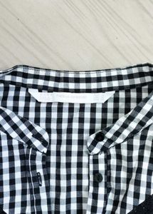 Zara Gingham Lace Trim Blouse