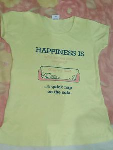 Yellow &#39;Happiness is Sleeping&#39; Tee