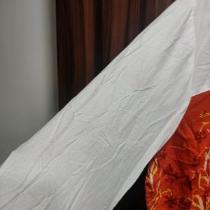 Beautiful Flowy White &amp; Orange Akkriti Kurta
