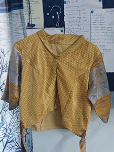 Stylish Mustard & Grey Blouse