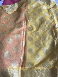 Kota Silk Yellow Saree With Pink Blouse
