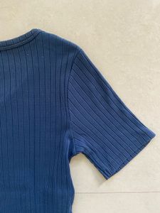 ZARA Blue Ribbed Tee