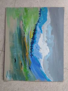 Poster Colour On Paper Landscape Painting