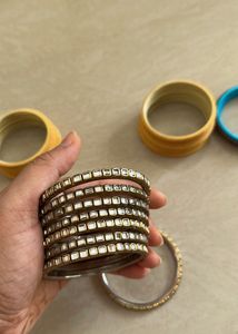 Yellow And Stone Bangles