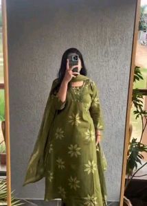 Green Floral Kurta Set