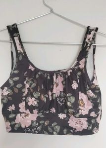BlackandWhiteFloralBraletteTop