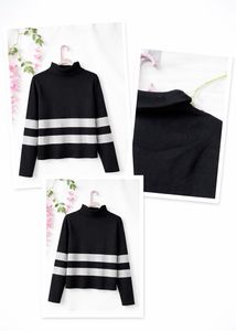 Striped Long Sleeve Turtleneck Top