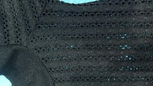 Black Mesh Knitted Top