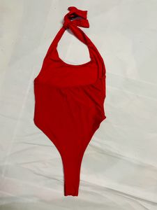 Red Halter Neck Bodysuit