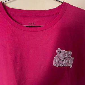 Zudio-Pink Oversized T-shirt