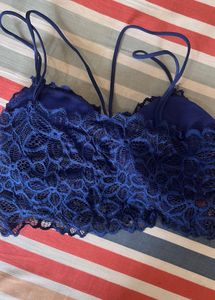 Blue Net Bikini Top