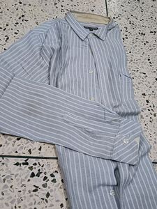 Full Sleeve Shirt From Zovi L Green White Strips