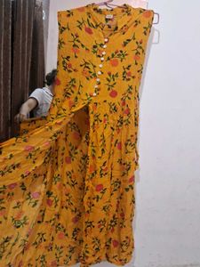 Floral Print Yellow Dress