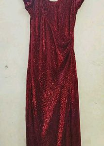 Gorgeous Mat Glitter ish Burgundy Full Gown