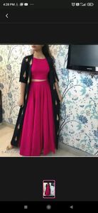 Rayon solid crop top kurti with skirt