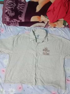 Vintage Checkered Button-Down Boxy Shirt With Crop