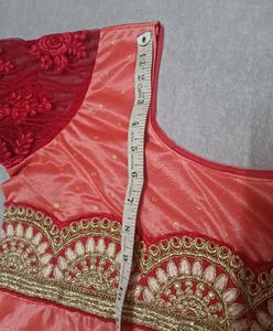 Red N Peach Party Wear Kurta