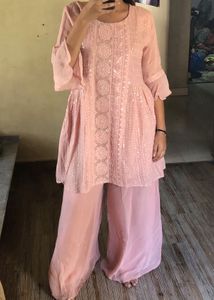 Beautiful Baby Pink Plazo And Kurti Set