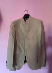 Beige Mandarin Collar Blazer