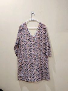 Pink Floral Knee Length Dress