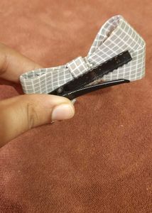 Gray Gingham Hair Bow